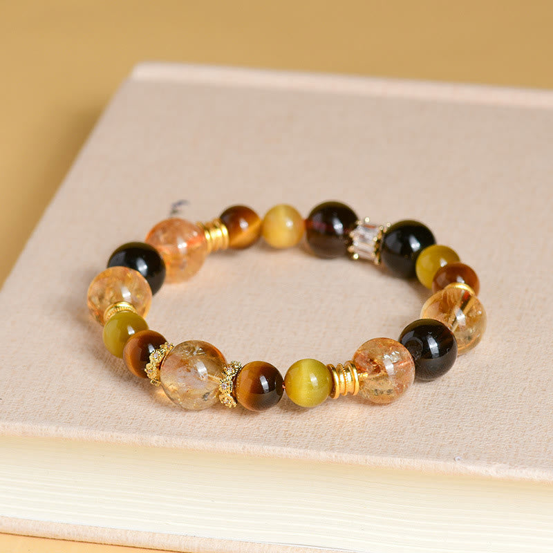 KarmaRipple's Authentic Citrine Smoky Quartz Tiger Eye Duobao Gemstone Prosperity Bracelet p2