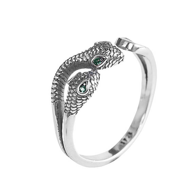 KarmaRipple's 925 Sterling Silver Year Of The Snake Two-headed Snake Adjustable Open Ring p11