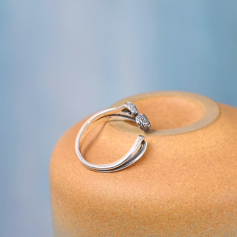 KarmaRipple's 925 Sterling Silver Year Of The Snake Two-headed Snake Adjustable Open Ring p5