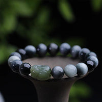 KarmaRipple's Authentic Eagle's Eye Stone Hetian Jade Pixiu Confidence Bracelet