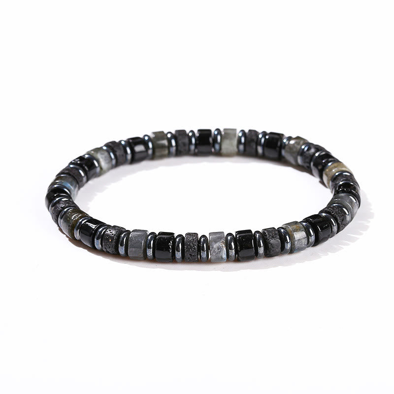 KarmaRipple's Hematite Turquoise Lazurite Lava Rock Black Glitter Stone Support Bracelet p15