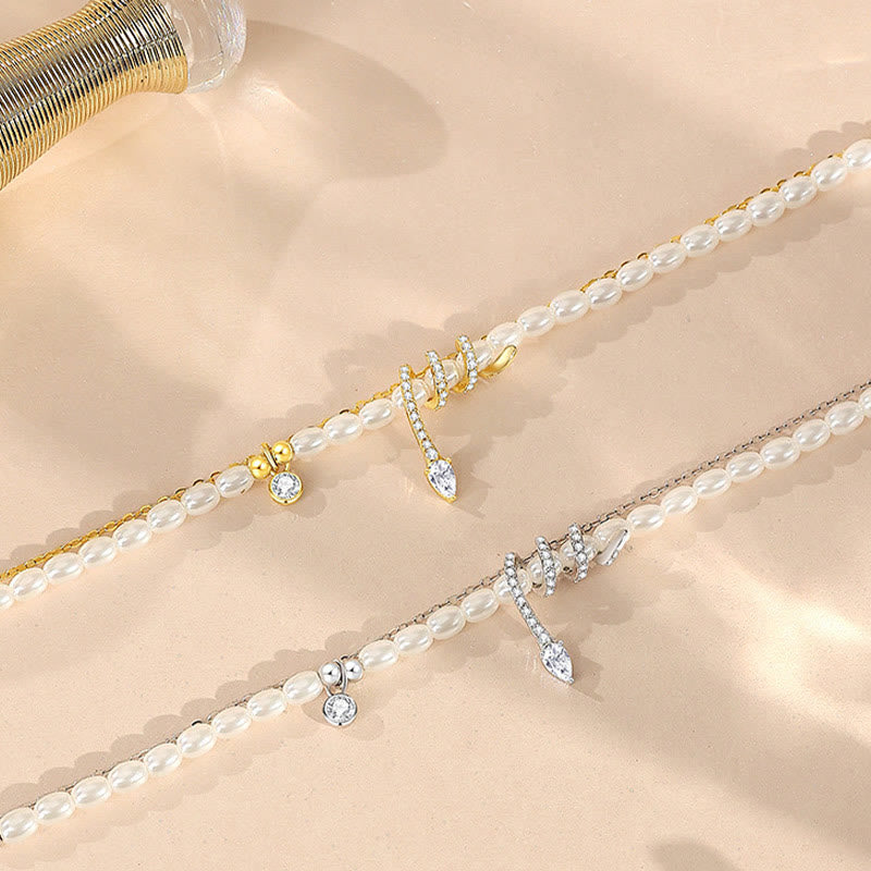 KarmaRipple's 925 Sterling Silver Year Of The Snake Pearl Bracelet Pendant Necklace p5