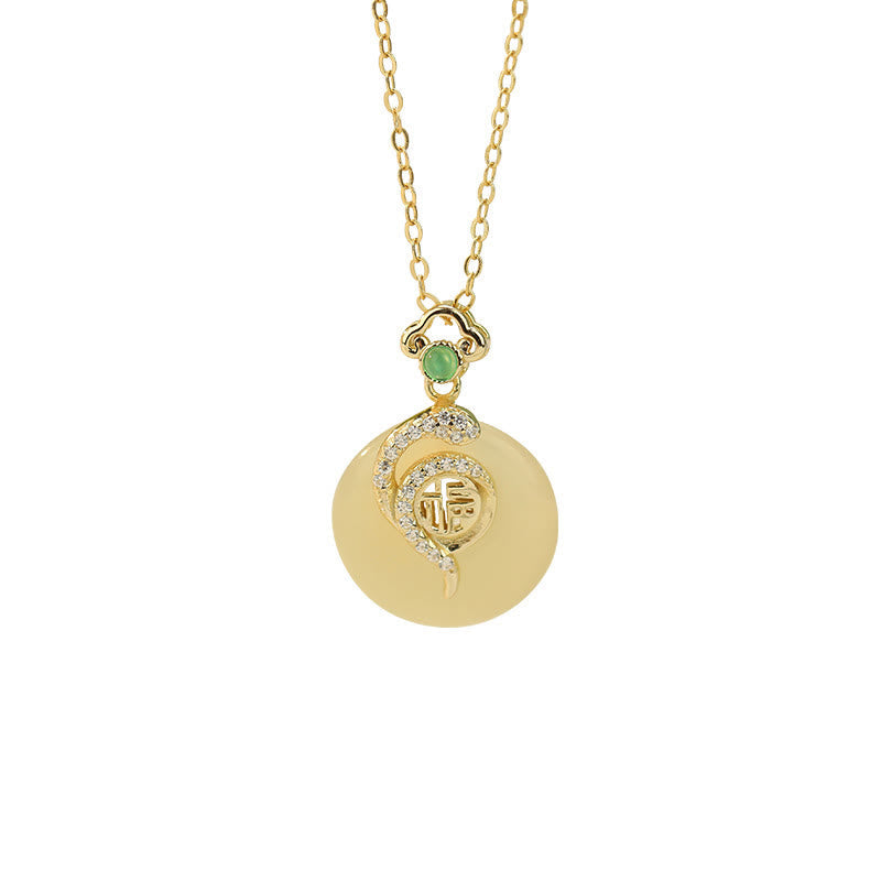 KarmaRipple's 925 Sterling Silver Fu Character Hetian Jade Peace Buckle Year Of The Snake Fortune Pendant Necklace p16