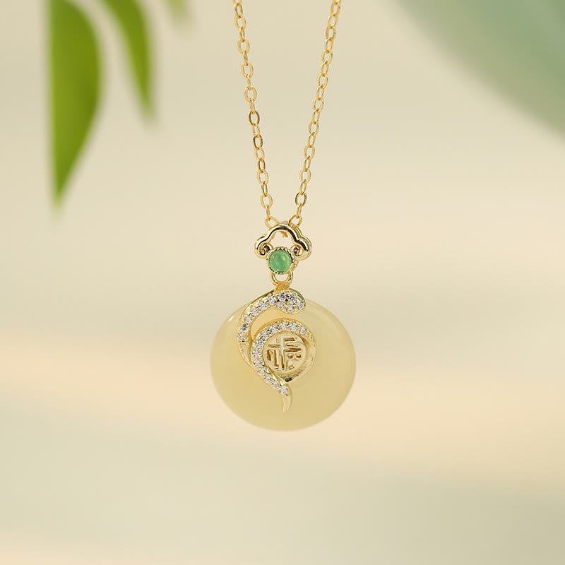 KarmaRipple's 925 Sterling Silver Fu Character Hetian Jade Peace Buckle Year Of The Snake Fortune Pendant Necklace p18
