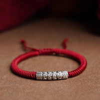 KarmaRipple's Handmade 999 Sterling Silver Peace and Good Fortune Om Mani Padme Hum Luck?Rope Bracelet