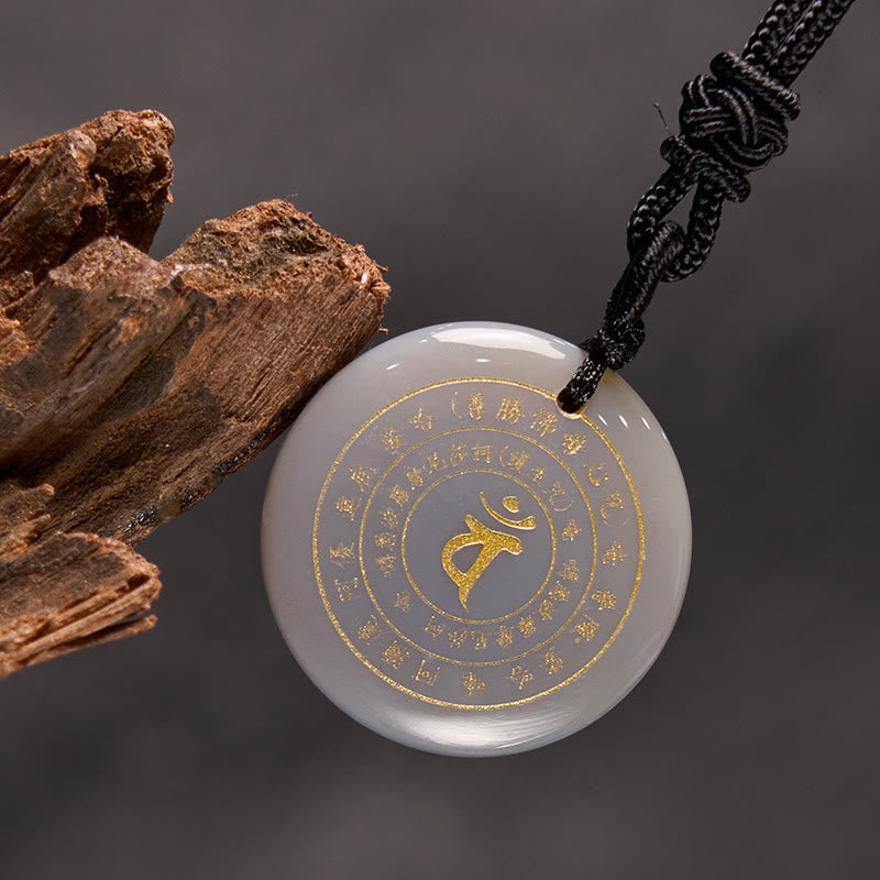 KarmaRipple's Vairocana Tathagata Sanskrit Mantra Various Gemstone Black Obsidian Green Aventurine Strength Pendant Necklace p31