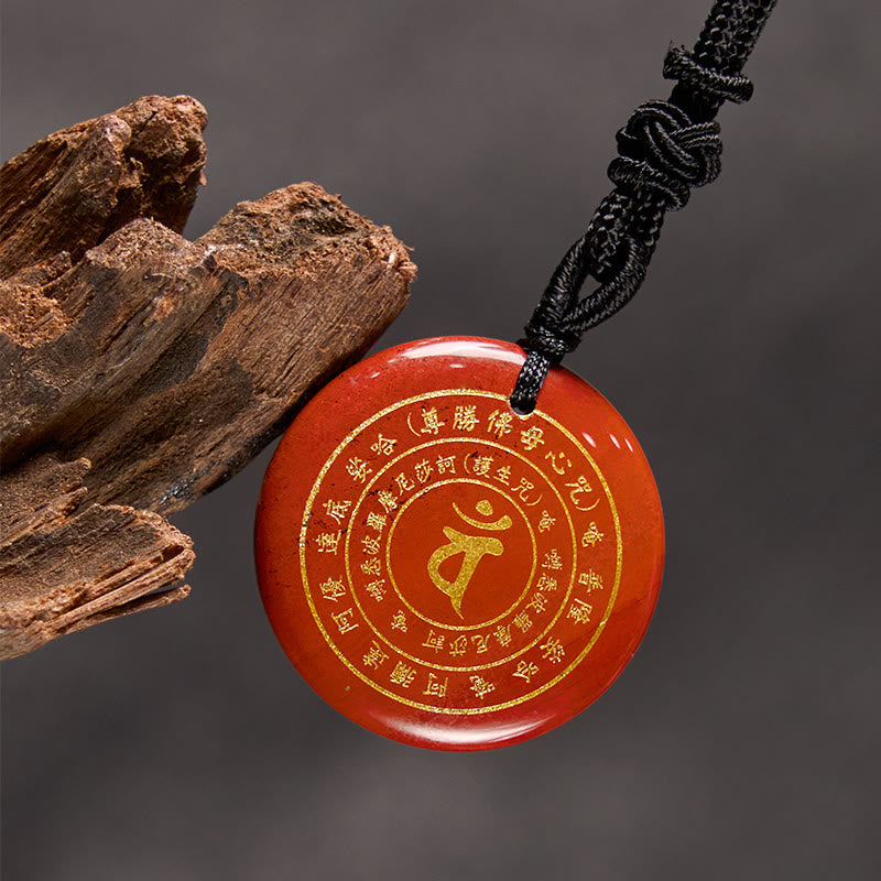 KarmaRipple's Vairocana Tathagata Sanskrit Mantra Various Gemstone Black Obsidian Green Aventurine Strength Pendant Necklace p27