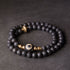 Lava Rock Three-eyed Dzi Bead Brass(Wrist Circumference: 15-15.6cm)