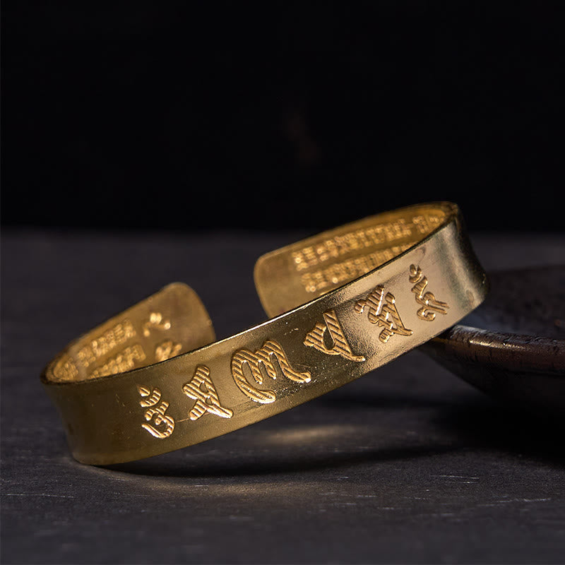 KarmaRipple's Six True Words 'om Mani Padme Hum' Heart Sutra Bronze Brass Inner Peace Cuff Bracelet Bangle p12