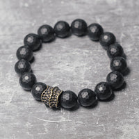 KarmaRipple's Matte Frosting Black Onyx Bronze Brass Protection Bracelet