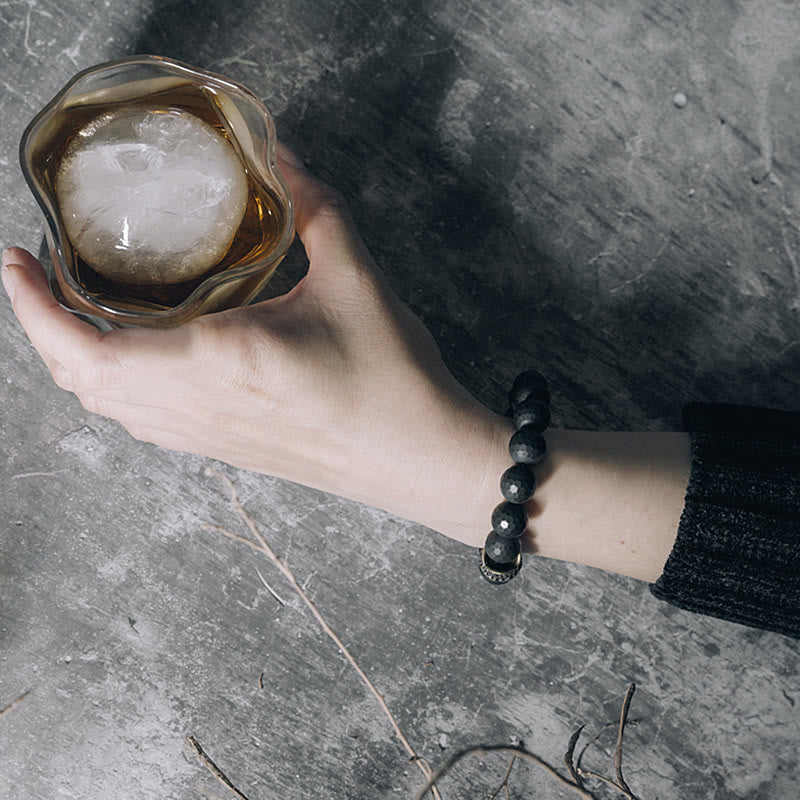 KarmaRipple's Matte Frosting Black Onyx Bronze Brass Protection Bracelet p5