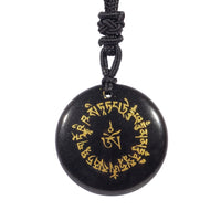 KarmaRipple's Fortune-gathering Mantra Authentic Various Gemstone Black Obsidian Fulfilment Pendant Necklace