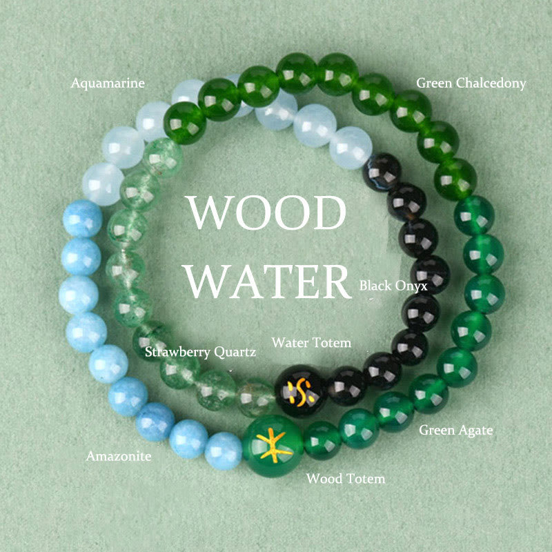 KarmaRipple's Five Elements Various Agate Gemstone Pearl Black Onyx Ivory Agate Ivory Gemstone Fortune Bracelet p3