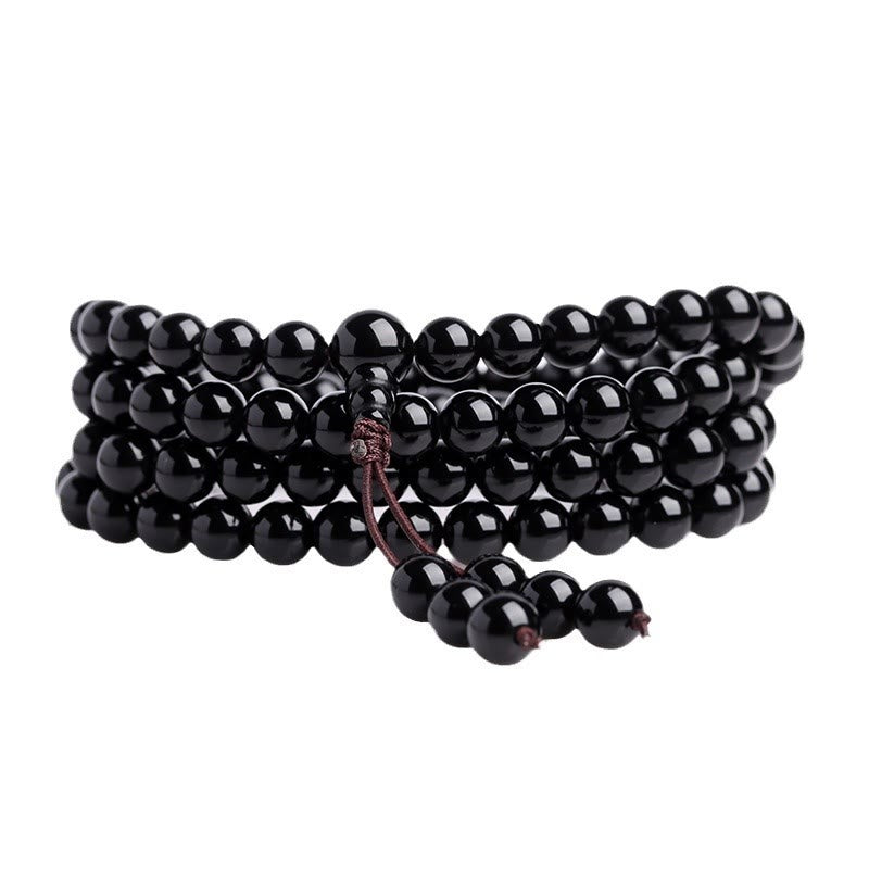 KarmaRipple's 108 Mala Beadwork Black Obsidian lce Obsidian Fulfilment Bracelet p13