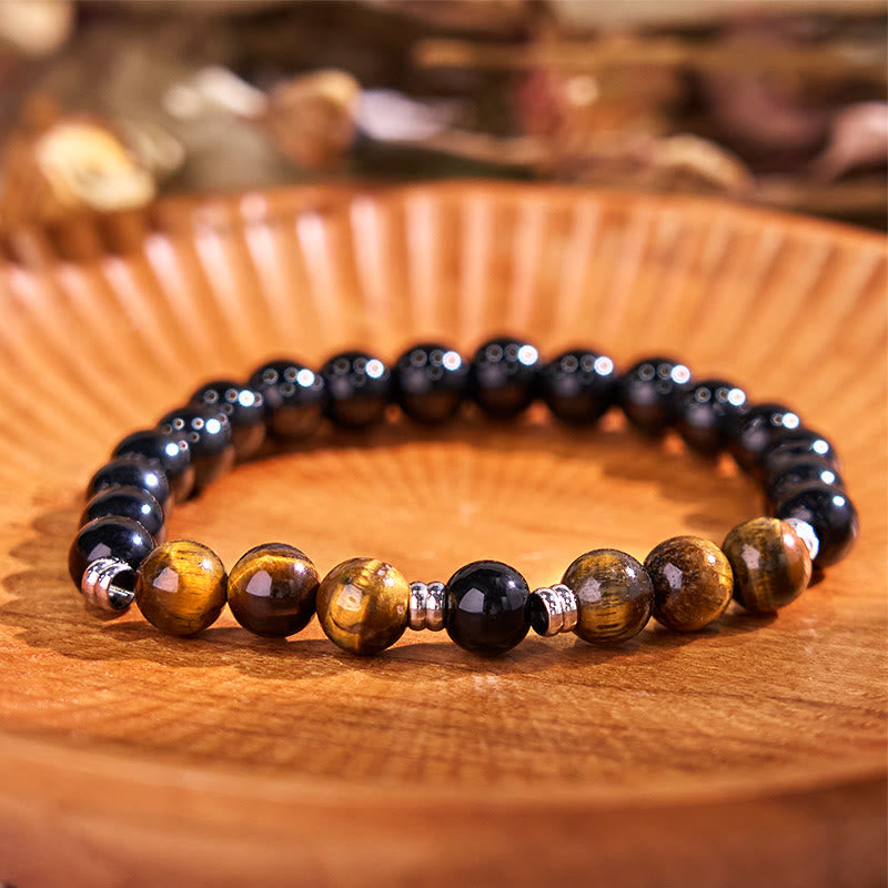 KarmaRipple's 2Pcs Hematite Tiger Eye Blue Tiger Eye Powerful Bracelet Set p5