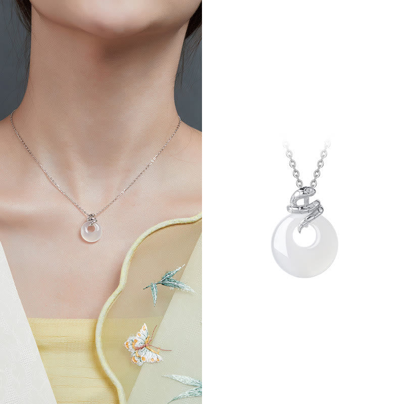 KarmaRipple's Authentic Chalcedony Peace Buckle 925 Sterling Silver Year Of The Snake Positive Pendant Necklace p13