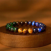 KarmaRipple's Blue Tiger Eye Green Tiger Eye Tiger Eye Balance Bracelet