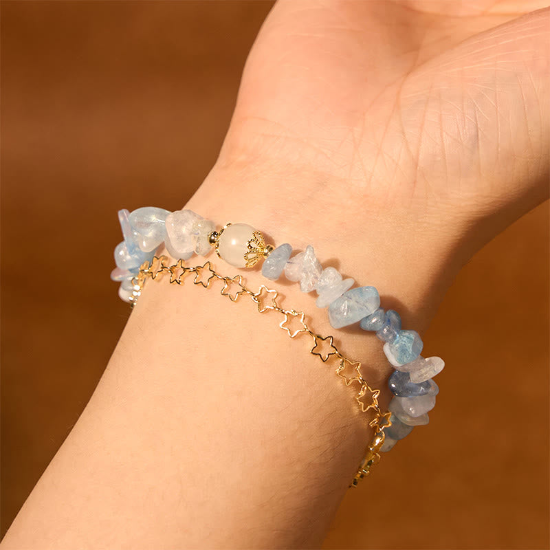 KarmaRipple's Aquamarine Gravel Design Star Balancing Magnetic Buckle Bracelet p3
