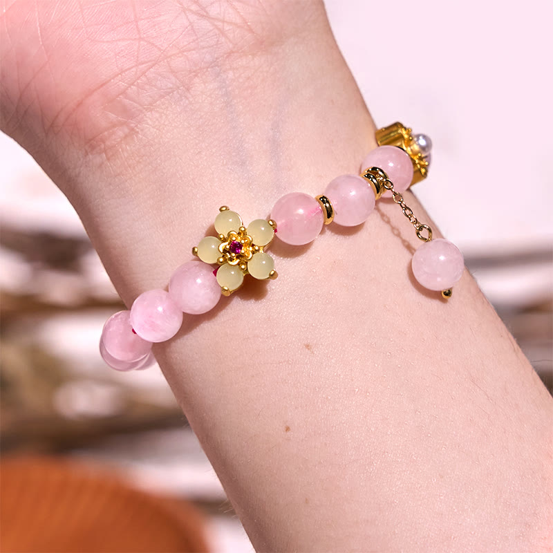 KarmaRipple's Pink Gemstone Citrine Flower Warmth Bracelet p3
