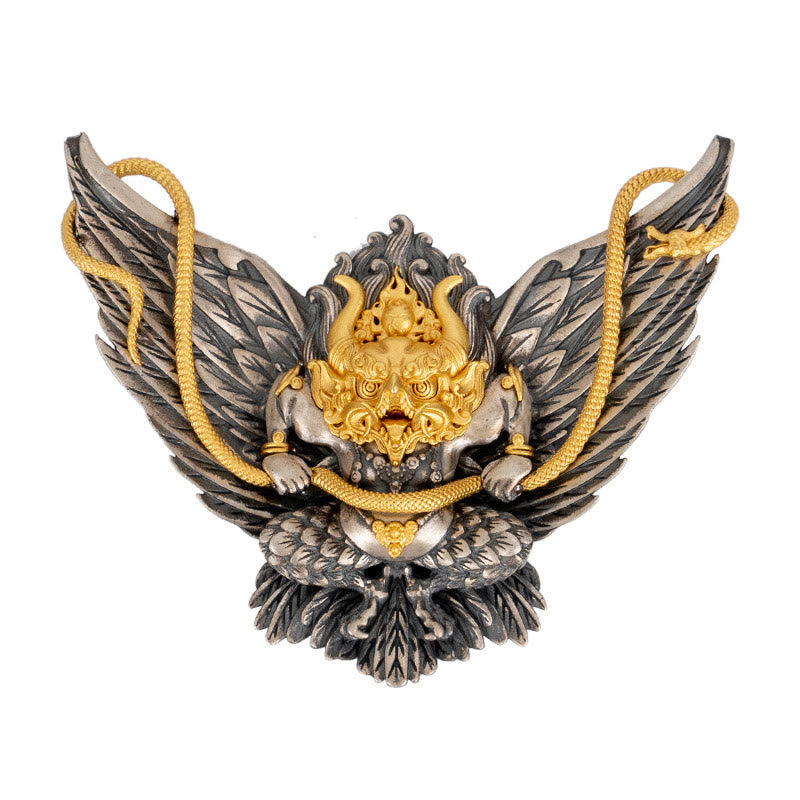 KarmaRipple's 925 Sterling Silver Tibetan Garuda Bird Dragon Snake Wisdom Pendant Necklace p13