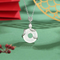 KarmaRipple's Chalcedony Peace Buckle 925 Sterling Silver Fu Character Year Of The Snake Positive Pendant Necklace