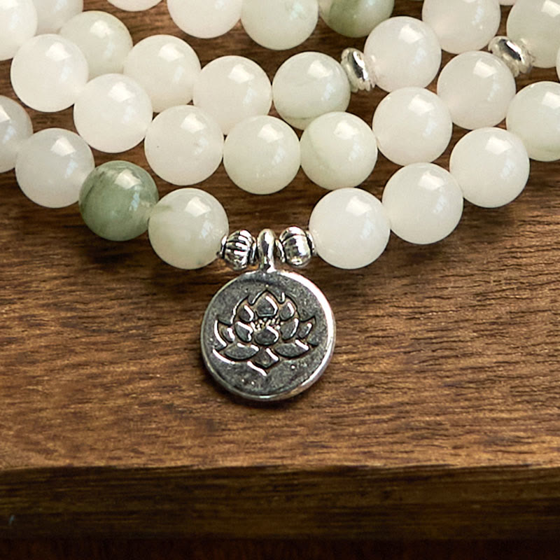 KarmaRipple's 108 Mala Beadwork Authentic Tianshan Jade Lotus Fortune Bracelet p8