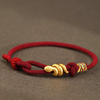 KarmaRipple's 999 Gold Year of the Snake Design Handmade Fortune Protection?Rope Woven Bracelet