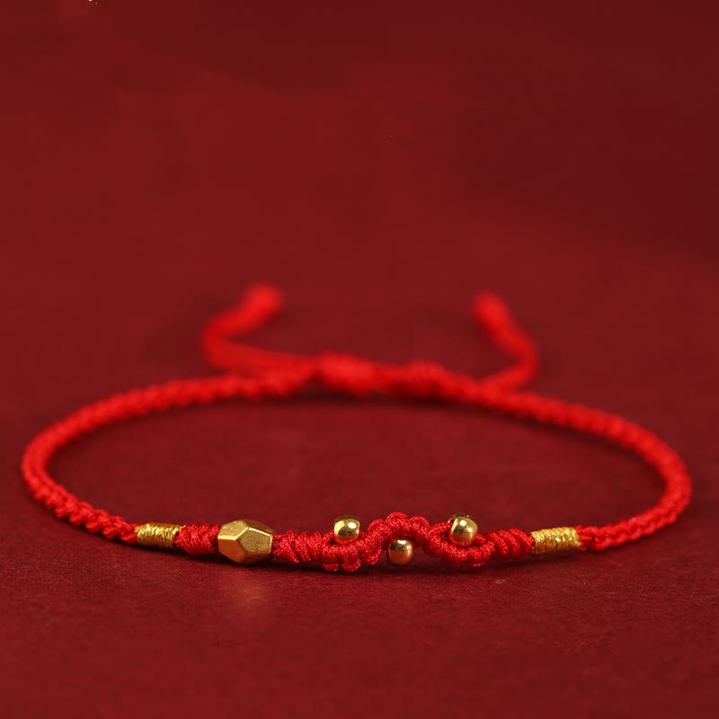 KarmaRipple's 999 Gold Year of the Snake Mini Gold Bead Handmade Fortune Protection?Braided Bracelet p25