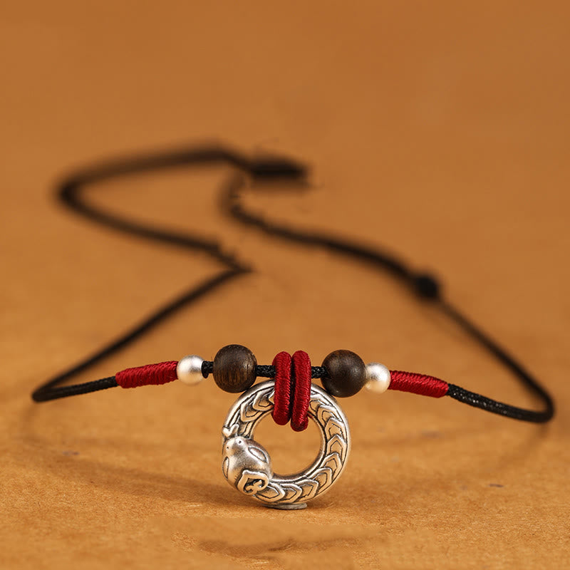 KarmaRipple's 999 Sterling Silver Year of the Snake Round Circle Agarwood Protection Pendant Necklace p15