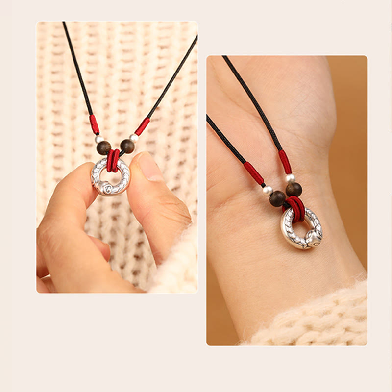 KarmaRipple's 999 Sterling Silver Year of the Snake Round Circle Agarwood Protection Pendant Necklace p11