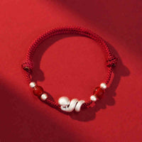 KarmaRipple's 999 Sterling Silver Year Of The Snake Red Agate Confidence Handcrafted Bracelet