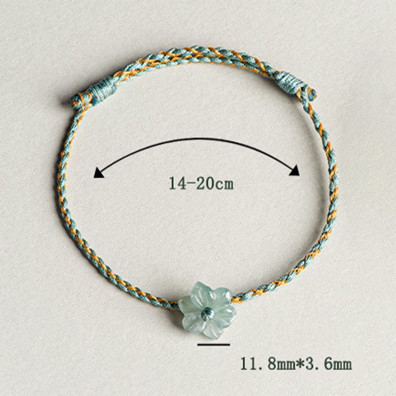 KarmaRipple's Handmade Green String Jade Orchid Woven Prosperity Bracelet p15
