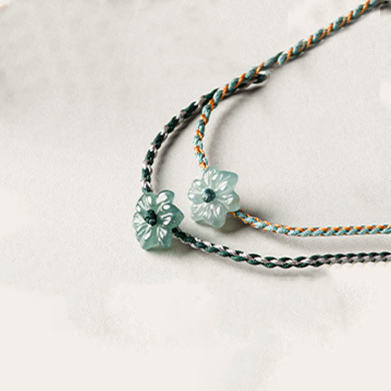 KarmaRipple's Handmade Green String Jade Orchid Woven Prosperity Bracelet p13