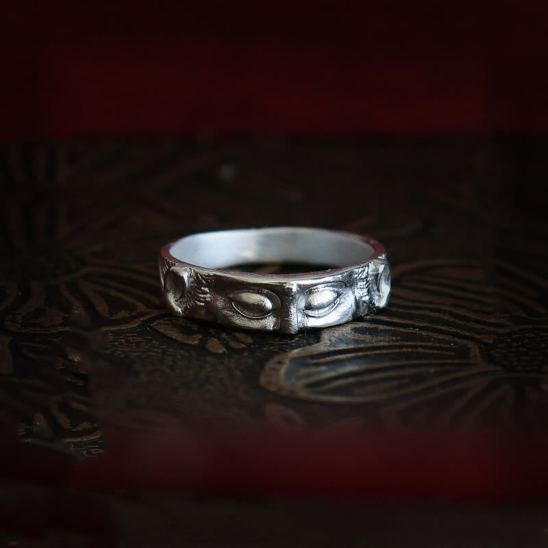 KarmaRipple's 999 Sterling Silver Buddha Eyes Protection Ring p1