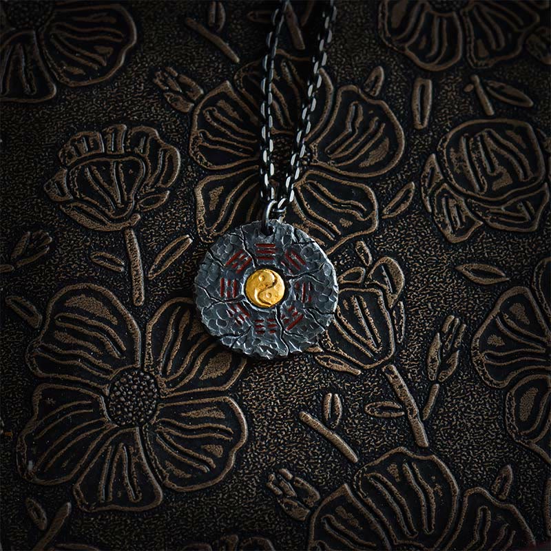 KarmaRipple's 999 Sterling Silver 24k Gold Bagua Tai Chi Yin Yang Design Mountain Ghosts Spend Money Balance Pendant Necklace p14