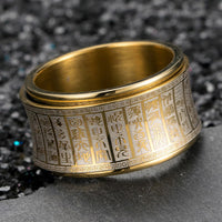 KarmaRipple's Tibetan Seal Script Golden Light Mantra Titanium Steel Spinner Balance Ring
