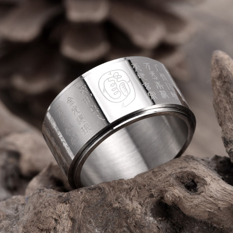 KarmaRipple's Tibetan Golden Light Mantra Titanium Steel Smooth Surface Spinner Balance Ring p11