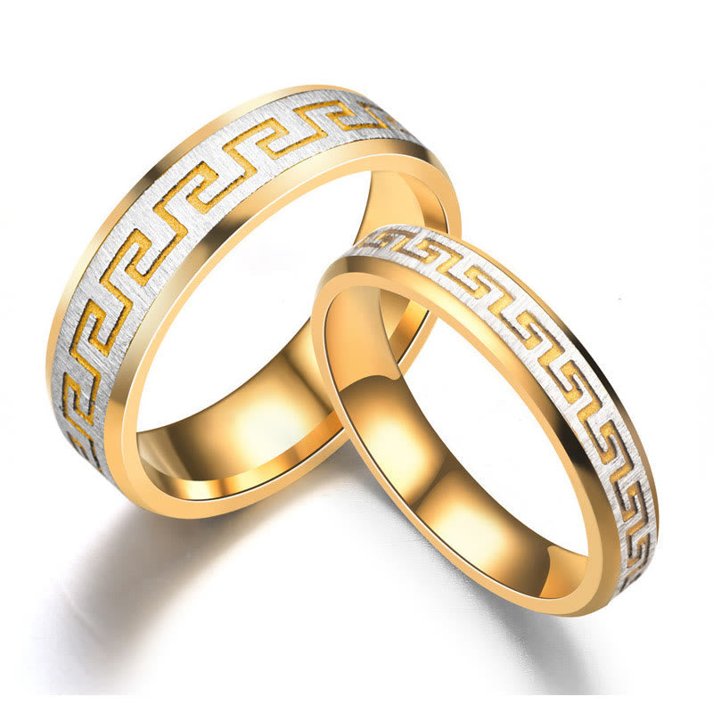 KarmaRipple's Tibetan Great Wall Pattern Titanium Steel Balance Ring p2