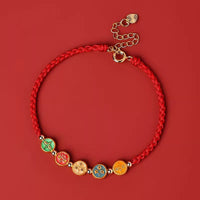 KarmaRipple's Red String 925 Sterling Silver Five Ways God Of Wealth Connection Bracelet