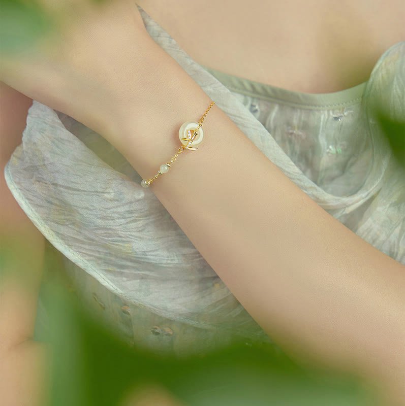 KarmaRipple's Hetian Jade 925 Sterling Silver Cubic Zirconia Peace Buckle Fortune Bracelet p10