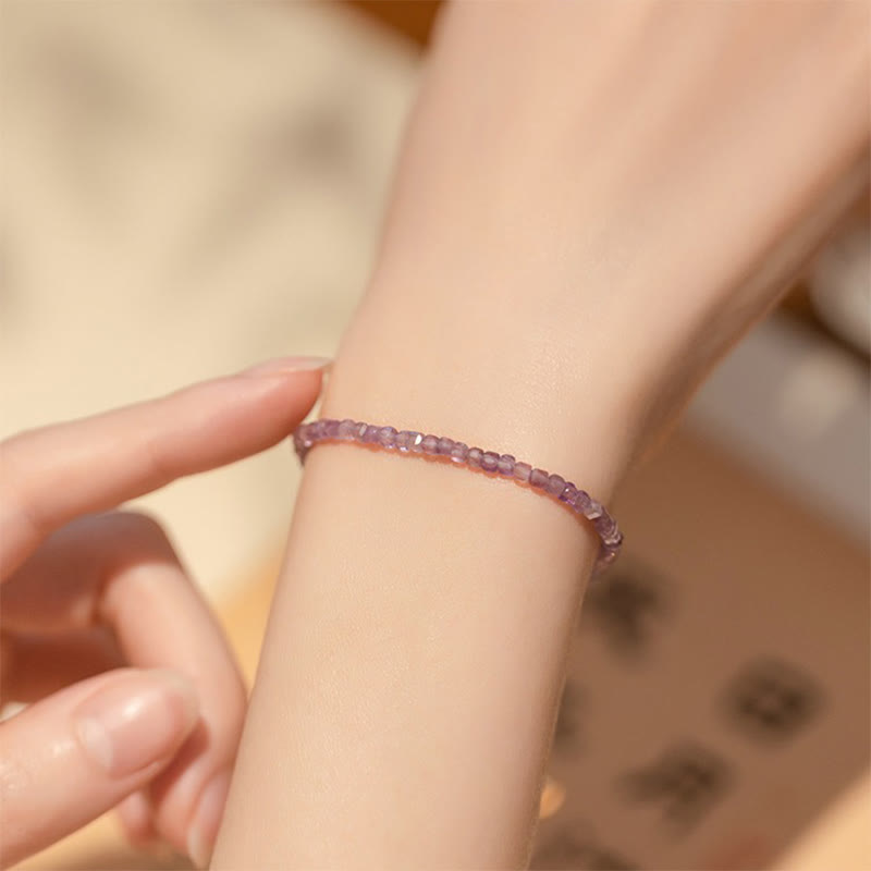 KarmaRipple's 2.5mm Authentic Amethyst Ultra-thin Beadwork 14k Gold Plated Bronze Inner Peace Bracelet p5