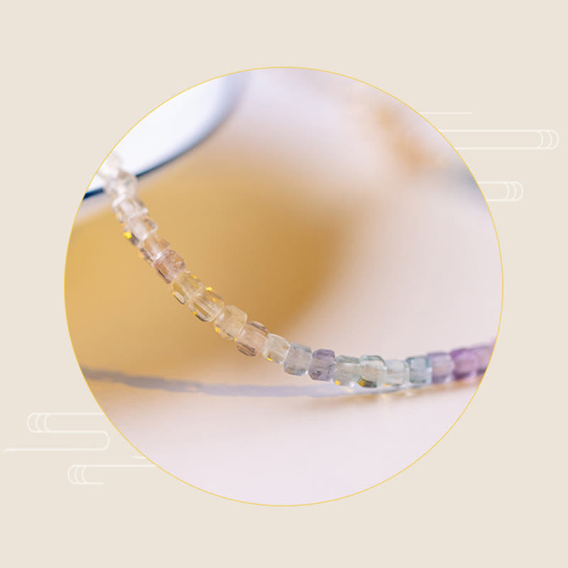 KarmaRipple's 2.5mm Fluorite Ultra-thin Beadwork 14k Gold Plated Bronze Heart Power Bracelet p13