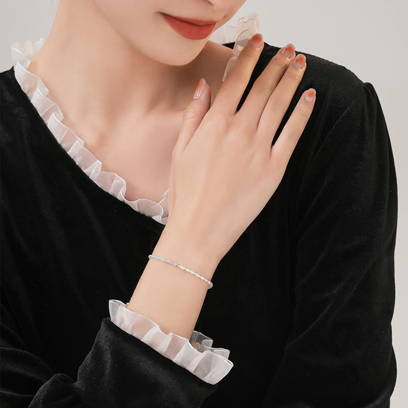 KarmaRipple's 2mm Turquoise Pearl Ultra-thin Beadwork 14k Gold Plated Bronze Wisdom Bracelet p14