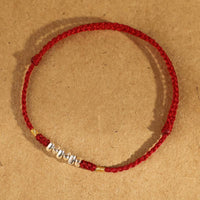 KarmaRipple's 925 Sterling Silver String Protection Fortune Ultra-Thin Woven Bracelet Anklet