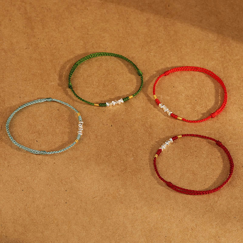 KarmaRipple's 925 Sterling Silver String Protection Fortune Ultra-Thin Woven Bracelet Anklet p17