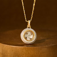 KarmaRipple's Gold plated Bronze Brass Rotatable Windmill Fu Balance Pendant Necklace