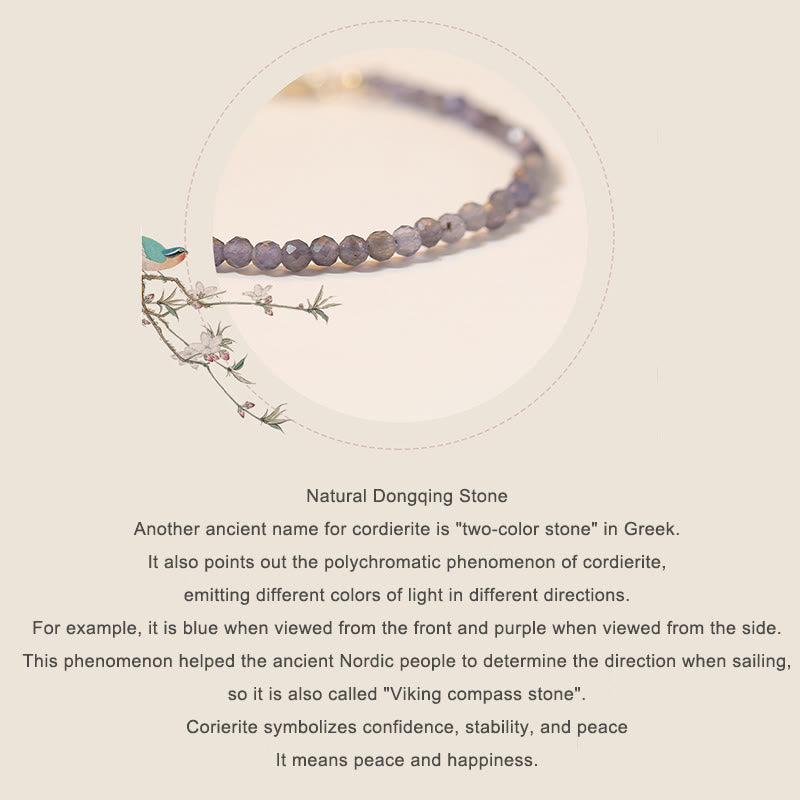 KarmaRipple's 3mm Amethyst Iolite Ultra-thin Beadwork 14k Gold Plated Bronze Communication Bracelet p10