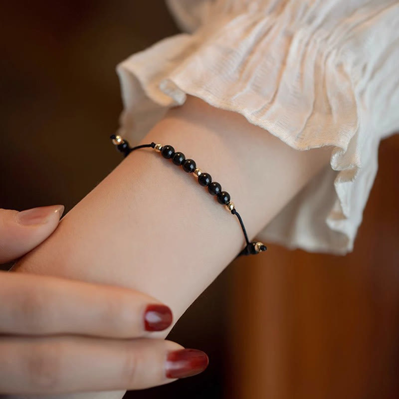 KarmaRipple's Smoky Quartz Black Obsidian Ultra-thin Beadwork Success Bracelet p10