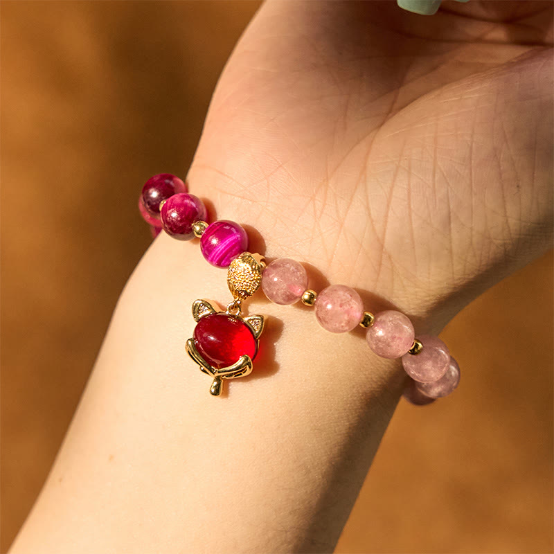KarmaRipple's Authentic Strawberry Quartz Pixiu Love Bracelet p11