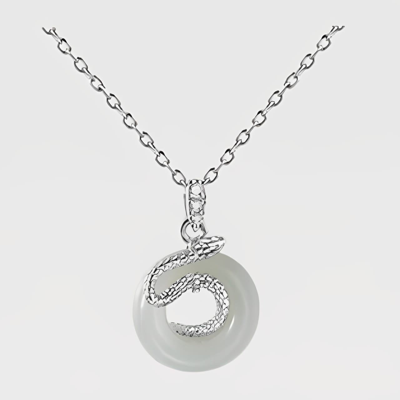 KarmaRipple's Authentic Hetian Jade Peace Buckle 925 Sterling Silver Year Of The Snake Fortune Pendant Necklace p9